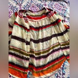 Multi colored summer blouse, button up shirt, size XS, made by Bar lll